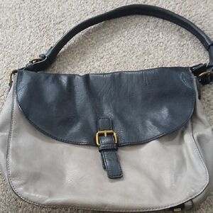 Two-Tone Leather Shoulder Bag